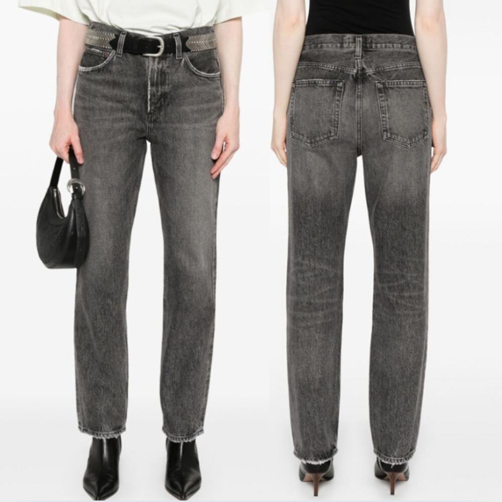 Agolde Valen Jeans Mid Rise Straight Leg Spirit Black Size 30